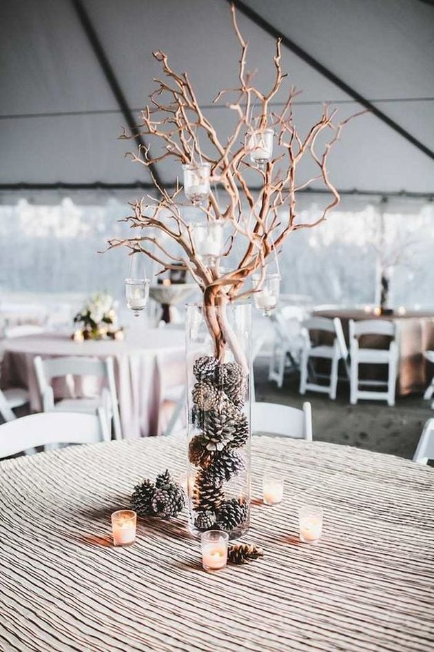 mariage theme hiver table rustique