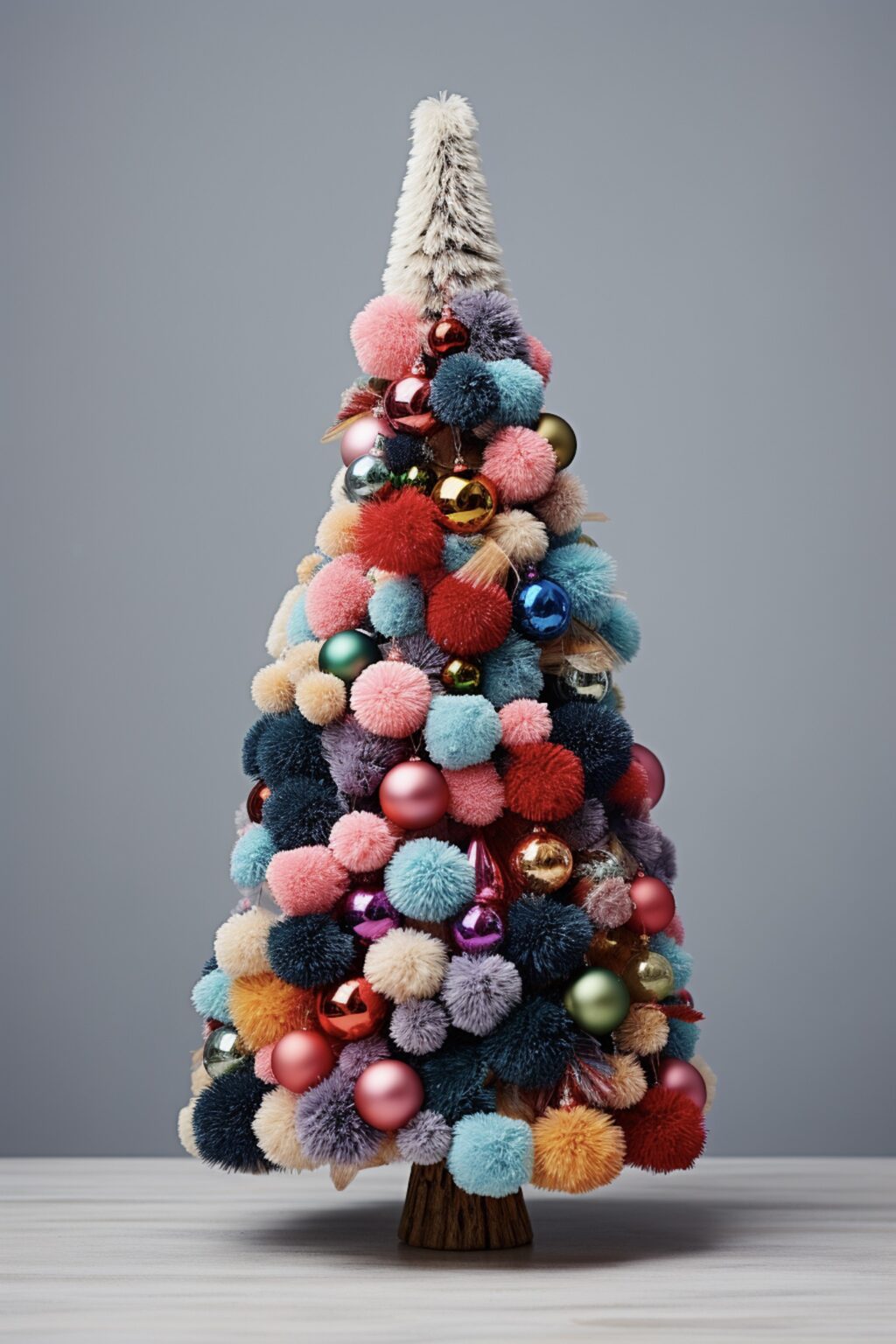 DIY sapin multicolore en pompons laine