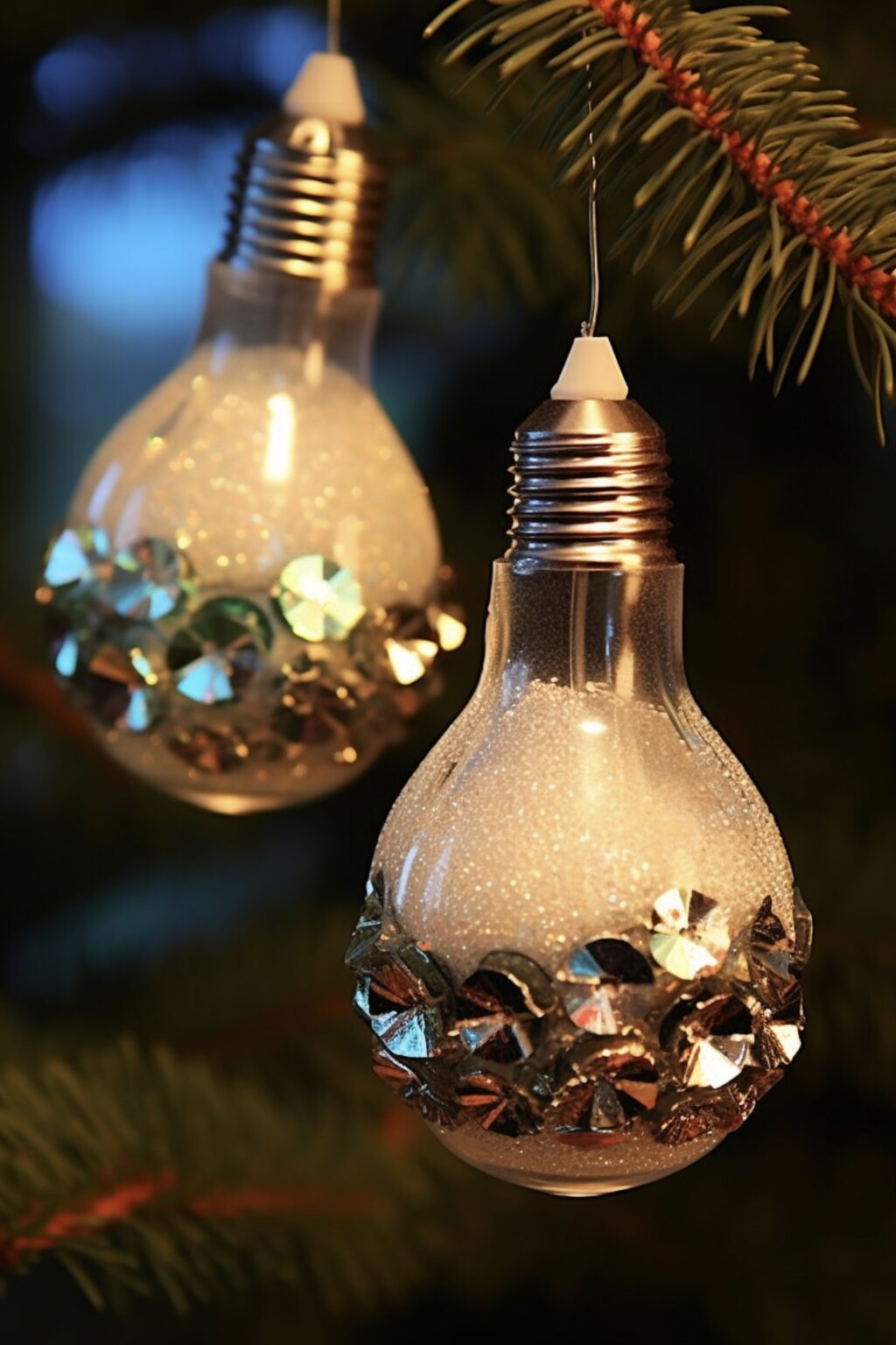 créer ses propres déco de sapin avec des ampoules