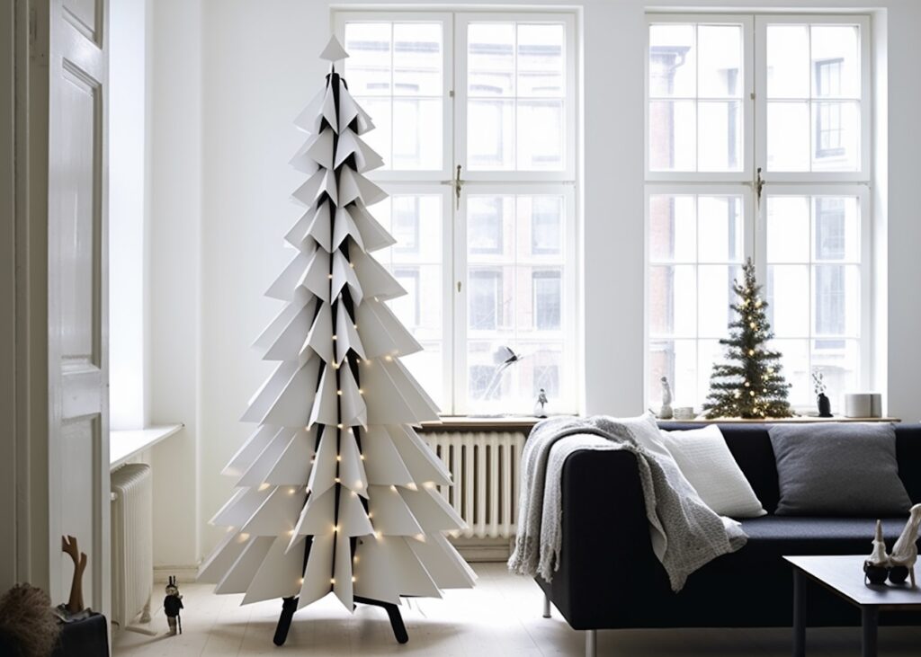 DIY sapin de Noël fait maison origami feuille blanche