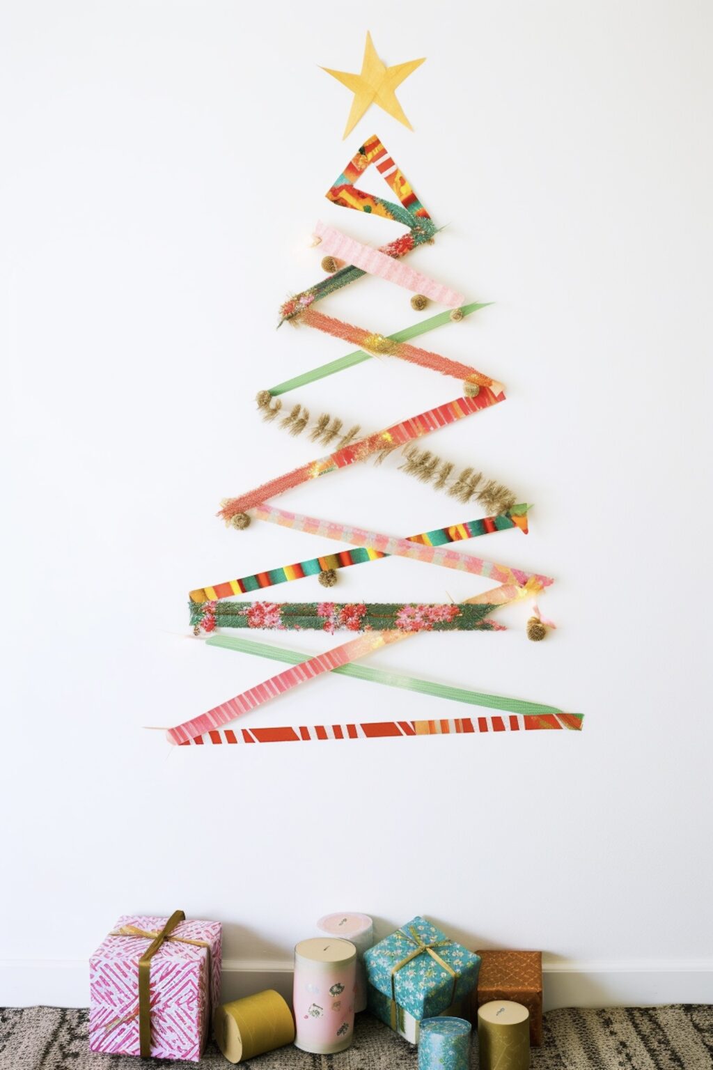 mini sapin en masking tape washi multicolore