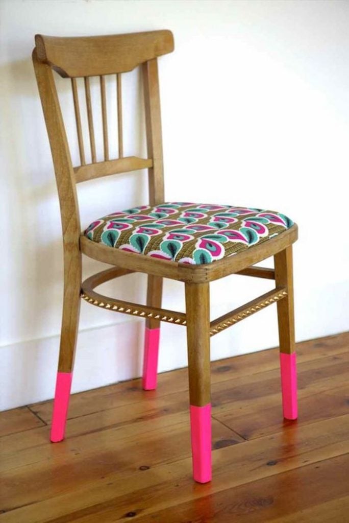 deco ethnique decoration flashy rose fluo motifs chaise customisation diy
