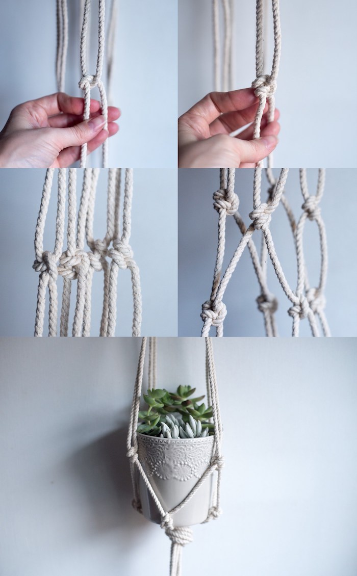 noeu corde pour décoration murale diy hanging planter basket finition pot suspendu