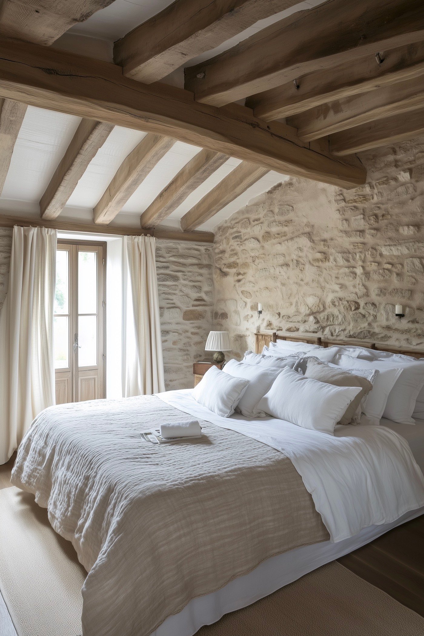 déco style rustique chic chambre bois blanc