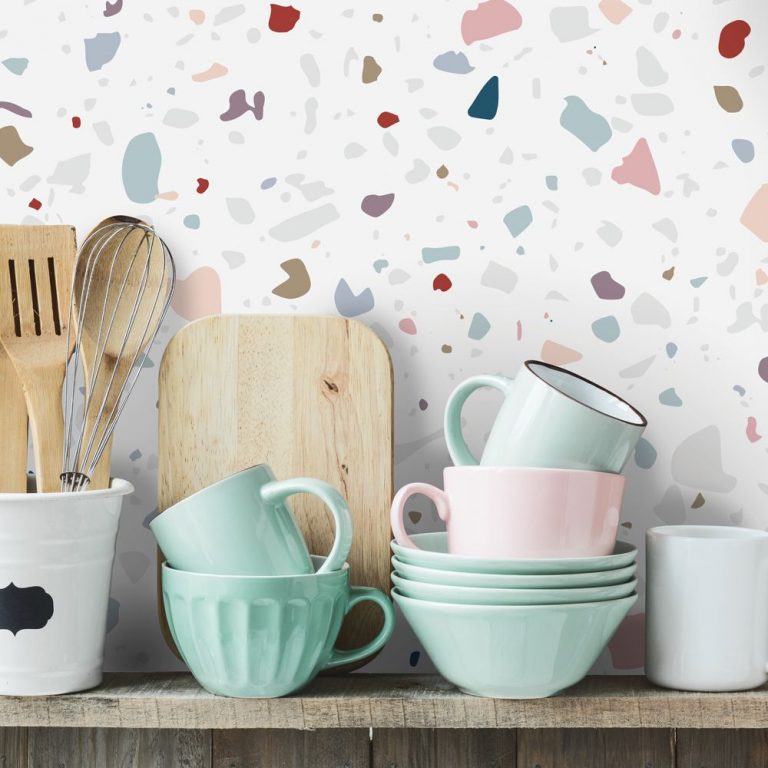 faux terrazzo cuisine papier peint blog deco clemaroundthecorner