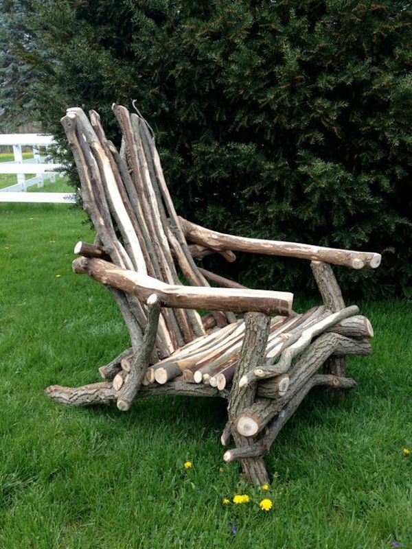 fabriquer une chaise longue de jardin fauteuil diy en branche arbre