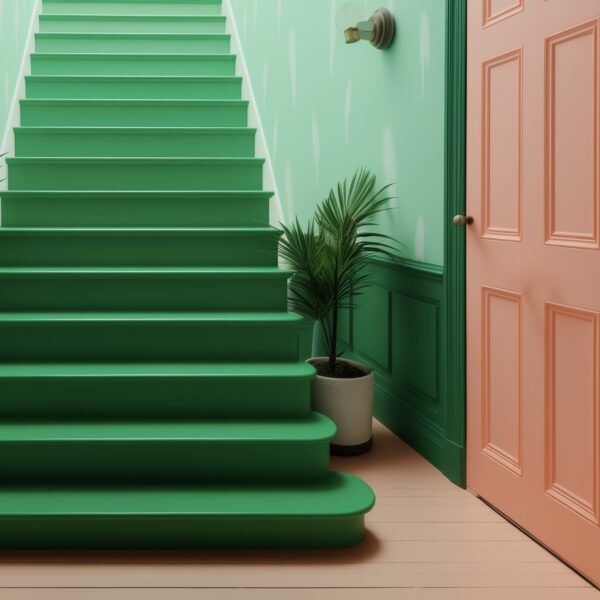 idée décorer une porte couleur vert rose escalier blog déco