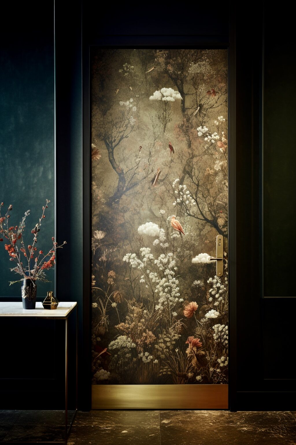 poser lé de papier peint japonisant mur sombre appartement parisien