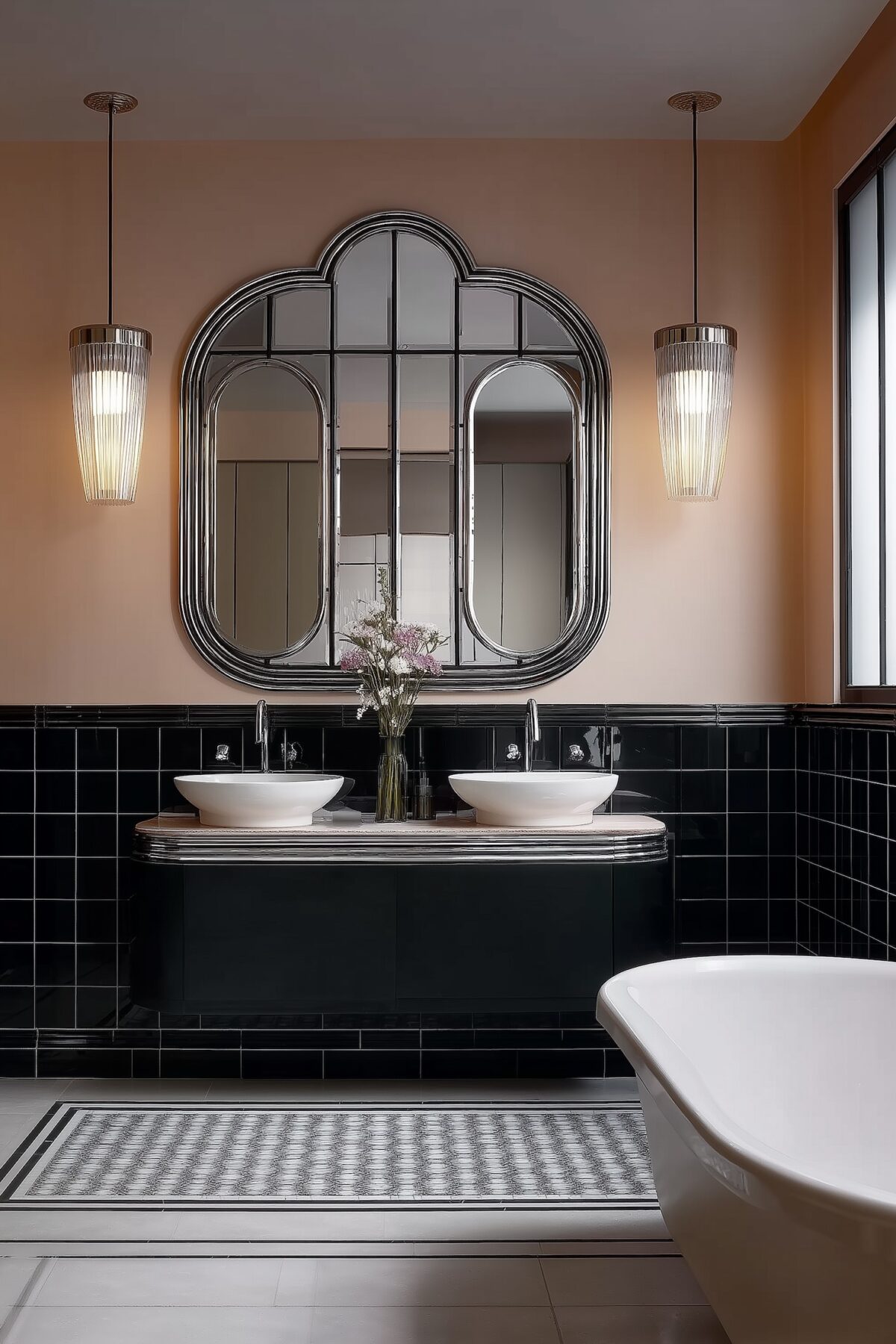 architecture intérieur années 30 folles métal rose