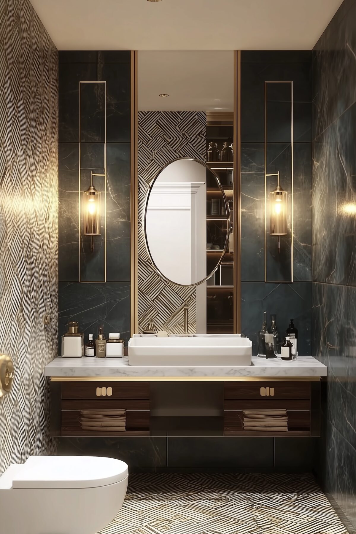 caractéristiques Art Déco salle de bains graphique