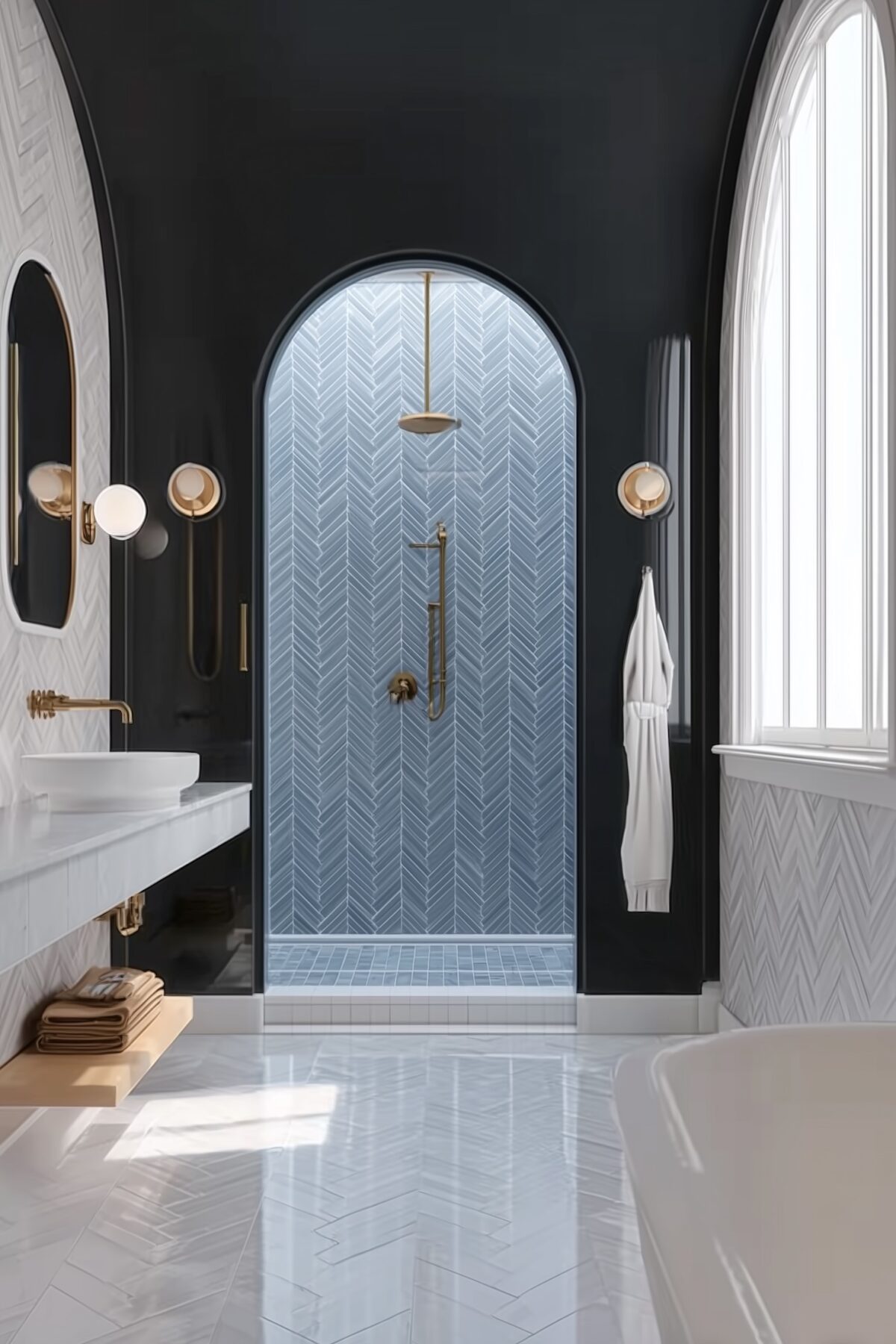 idée décoration blanche bleu orientale minimaliste arche