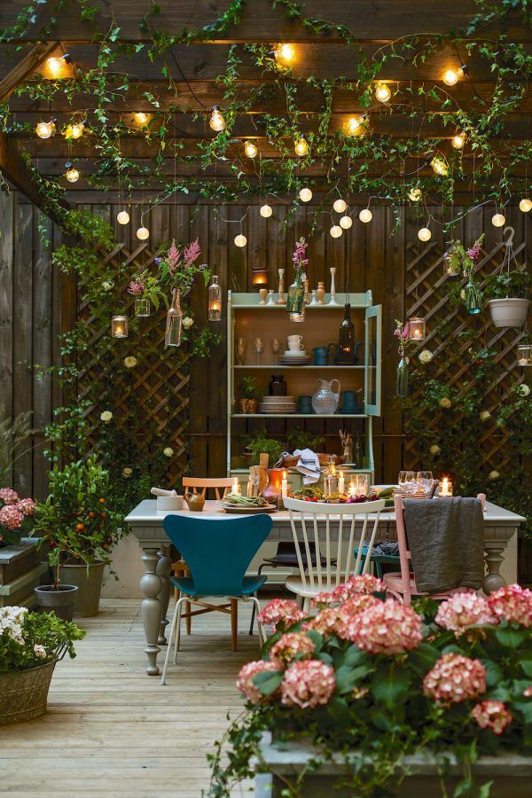 pergola salle à manger extérieur terrasse décoration romantique vintage urban jungle clemaroundthecorner
