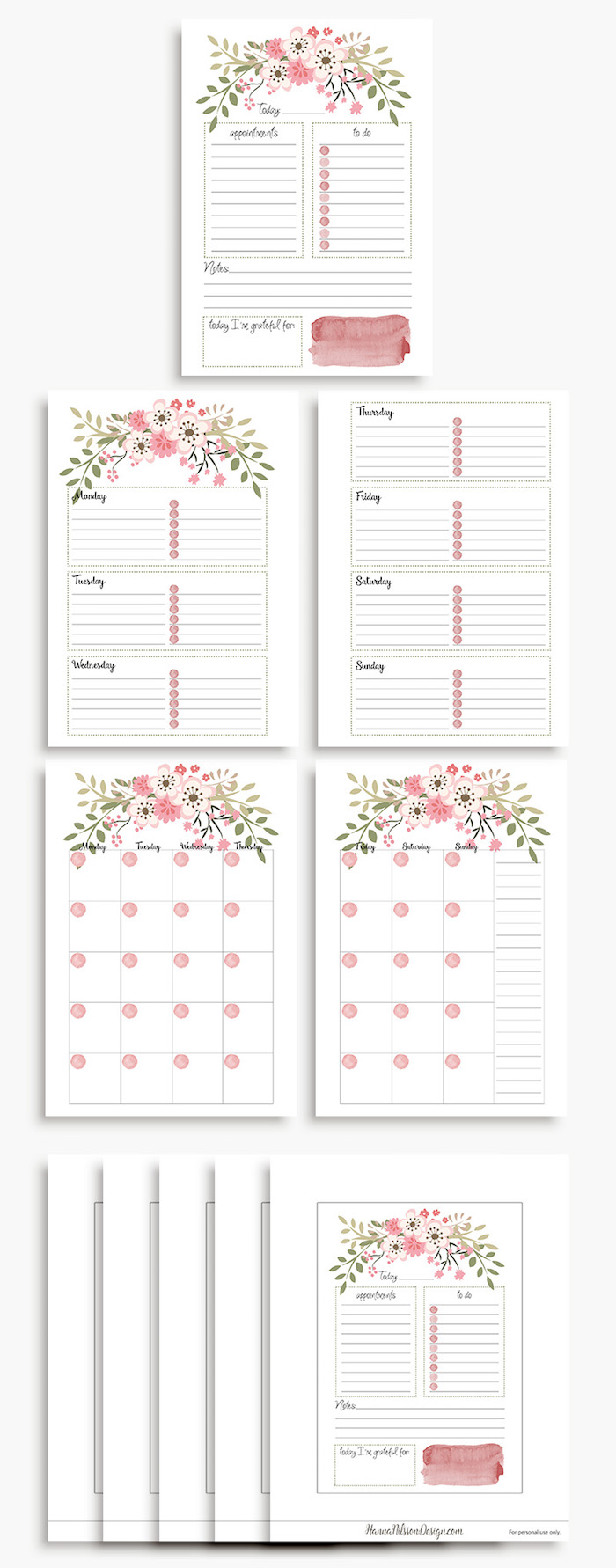 planner à imprimer floral fleurs rose printemps gratuit planning semaine quotidien hebdomadaire
