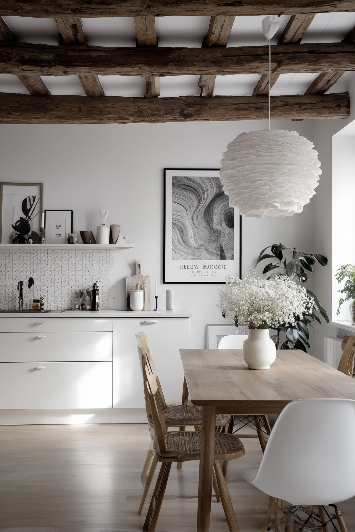 accrocher poster bonne hauteur plan travail cuisine