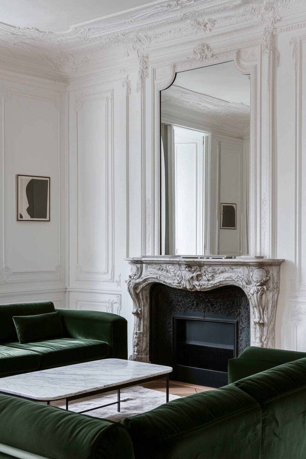 salon parisien canapé vert kaki olive velours