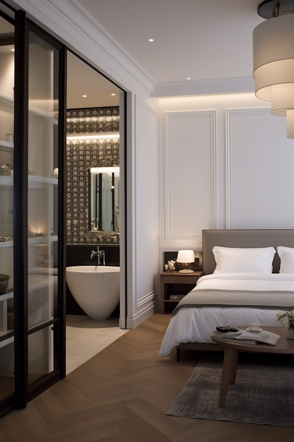 idée suite parentale verrière coulissante cloison chambre salle de bain