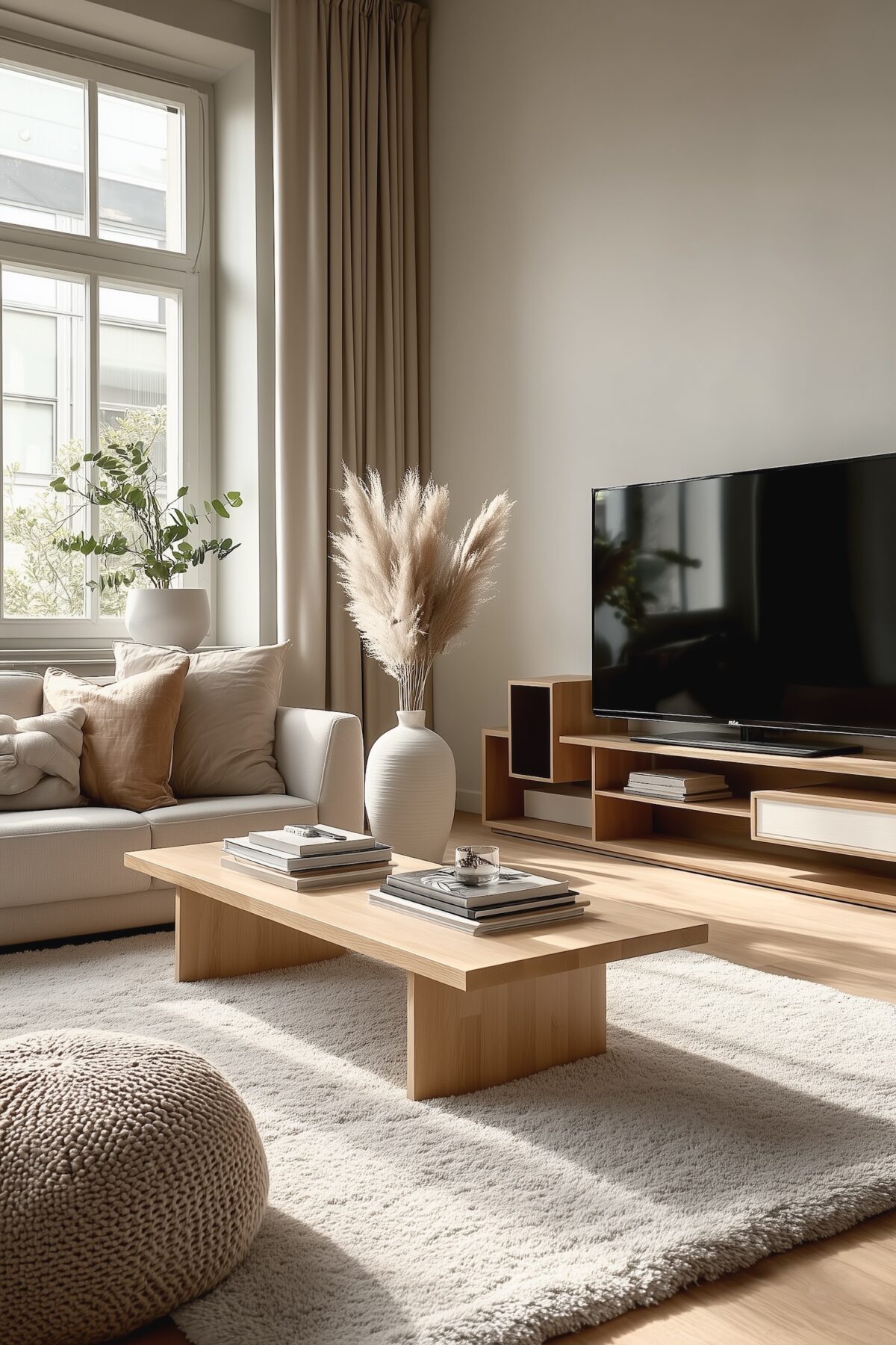 astucieux meuble tv niche bois massif