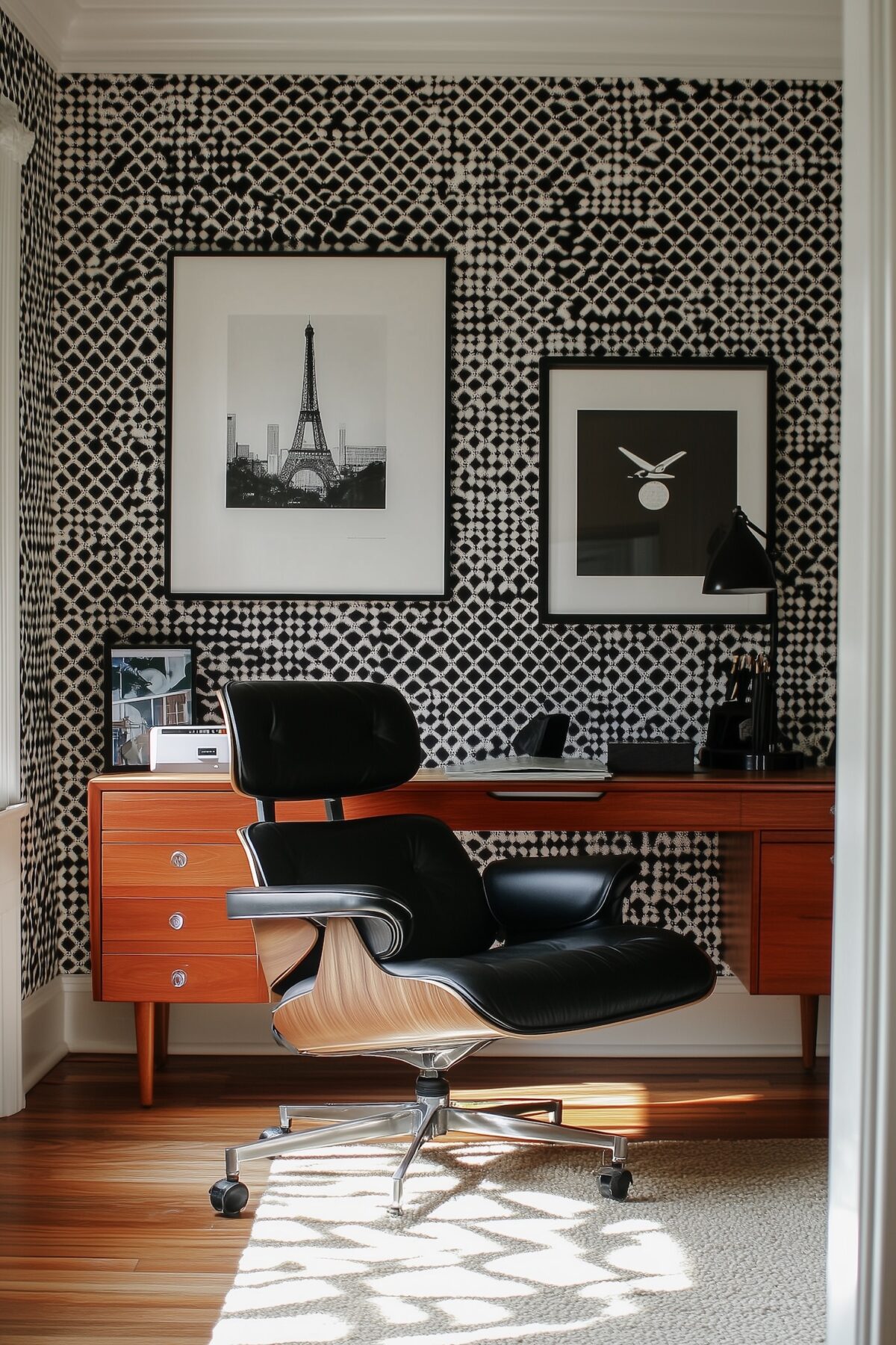 papier peint triangle fait main monde sauvage bureau lounge Corbusier