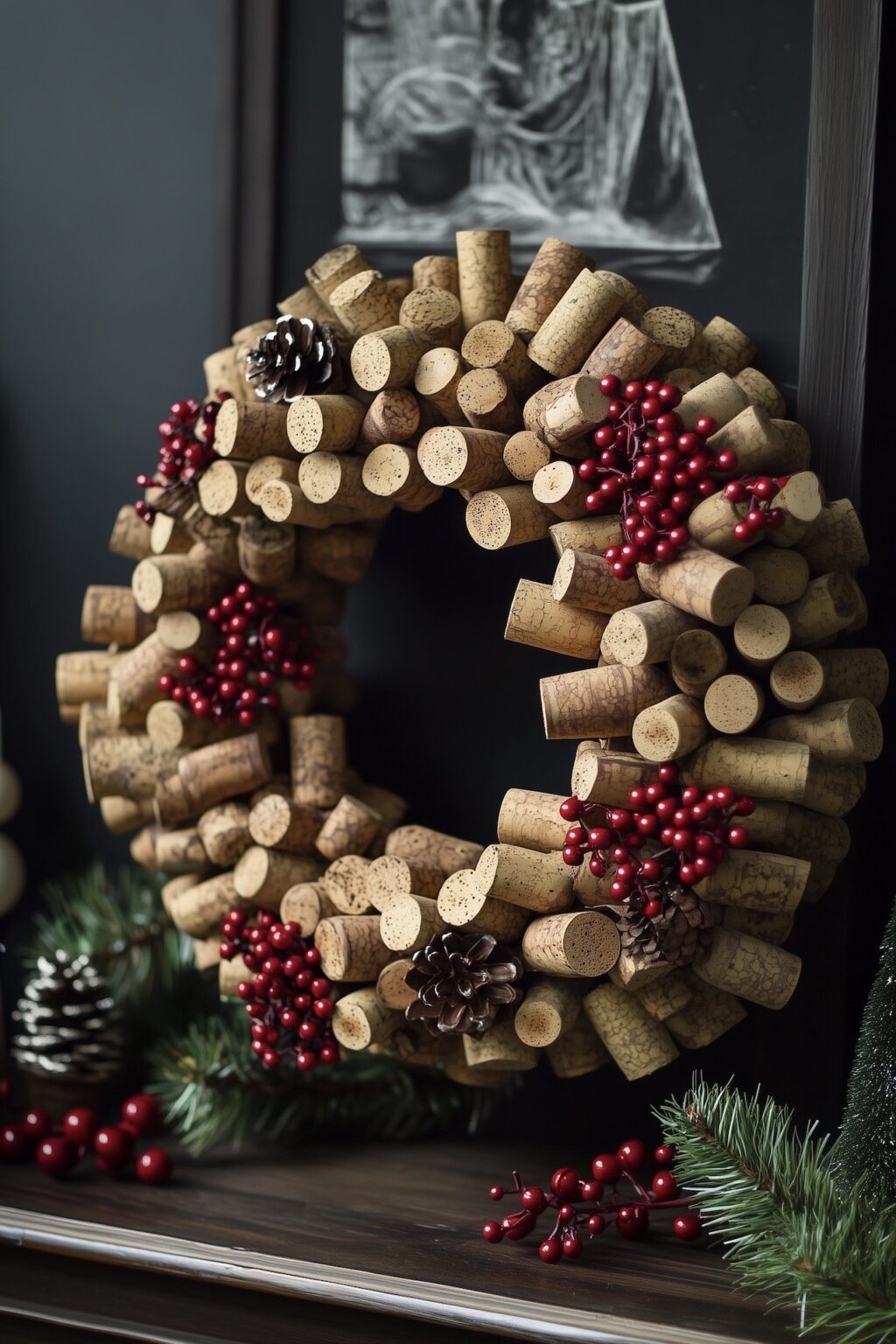 Noël écologique décoration bouchons en liège couronne