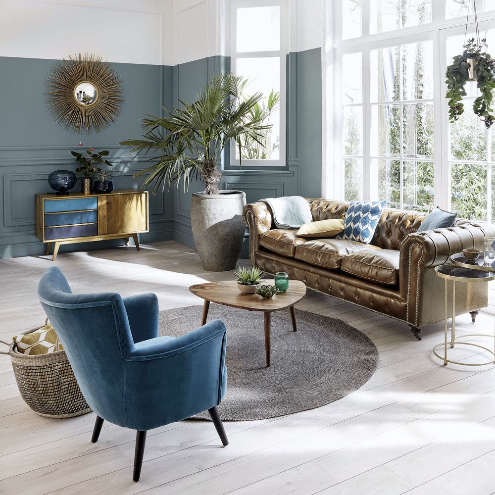 tapis rond chic sobre bleu - blog déco - clem around the corner