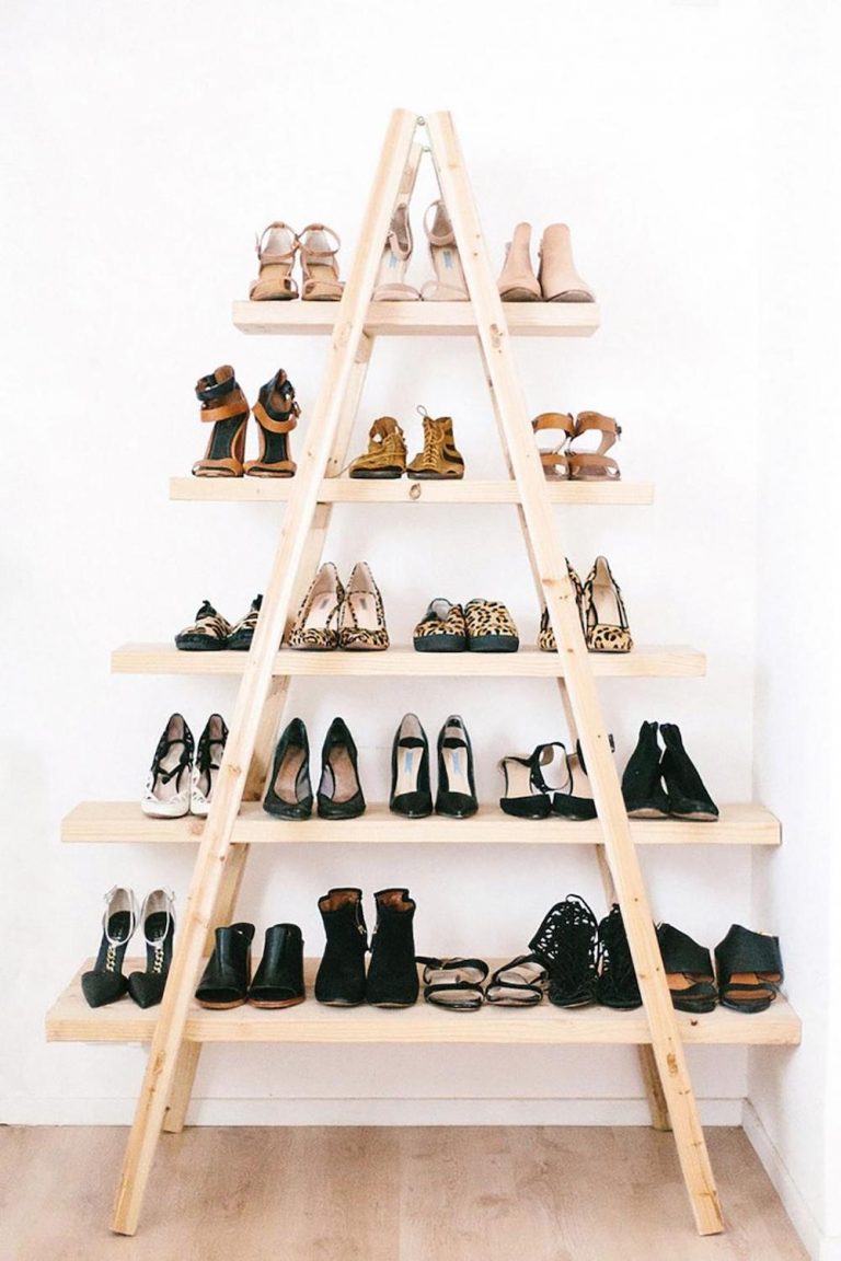 astuces pour ranger les chaussures échelle étagère blog déco clem around the corner