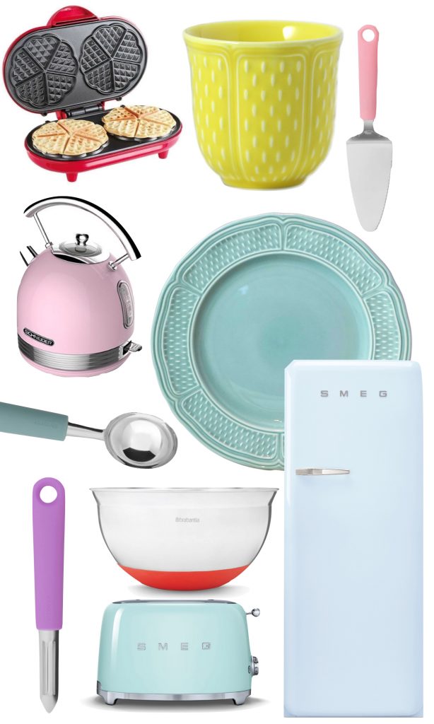 cuisine multicolore ustensile ludique rose vert bleu - blog déco - clem around the corner