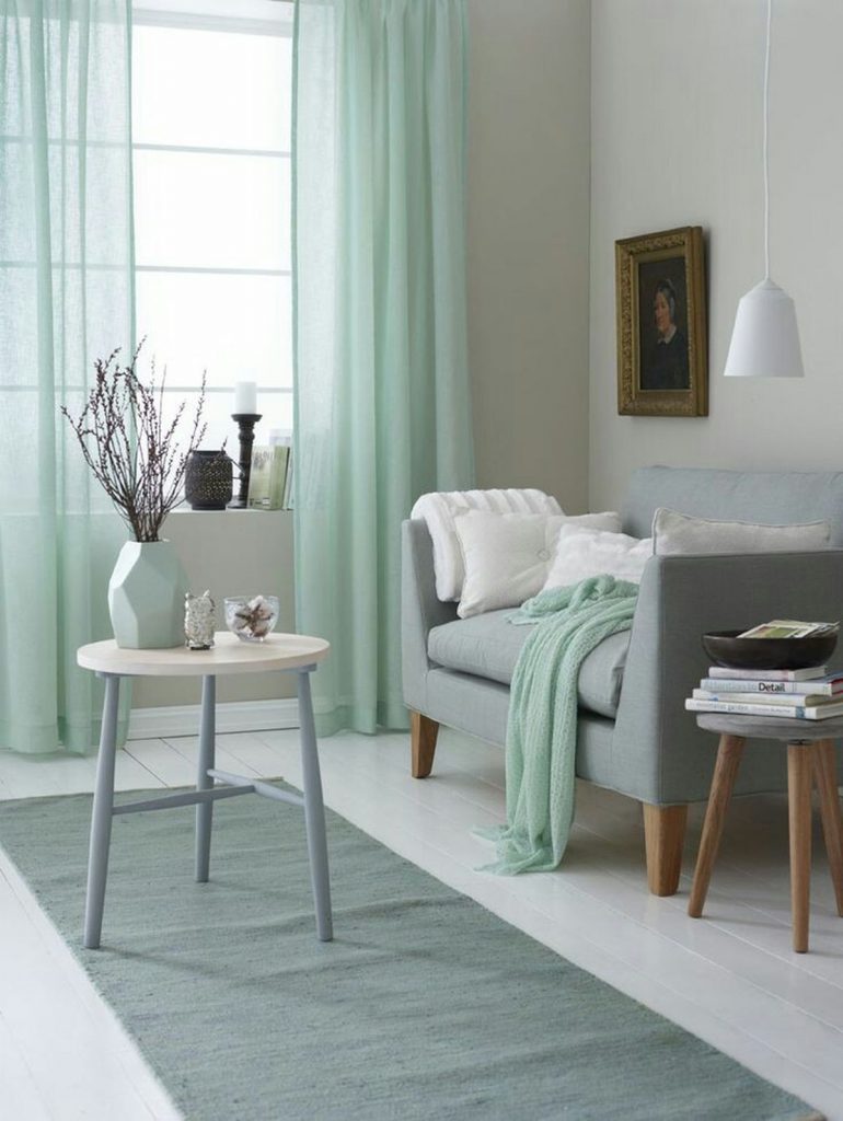 décoration vert céladon salon bleu pastel vert canapé table basse - blog déco - clem around the corner