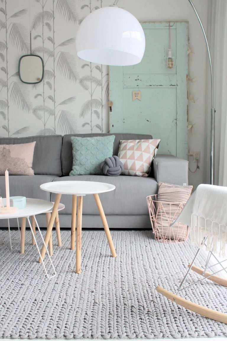 décoration vert céladon salon association gris rose turquoise tropical - blog déco - clem around the corner