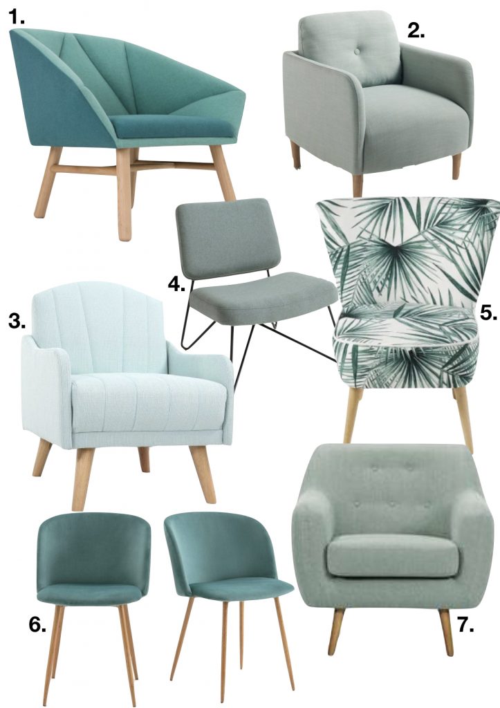 décoration vert célandon liste fauteuil salon - blog déco - clem around the corner