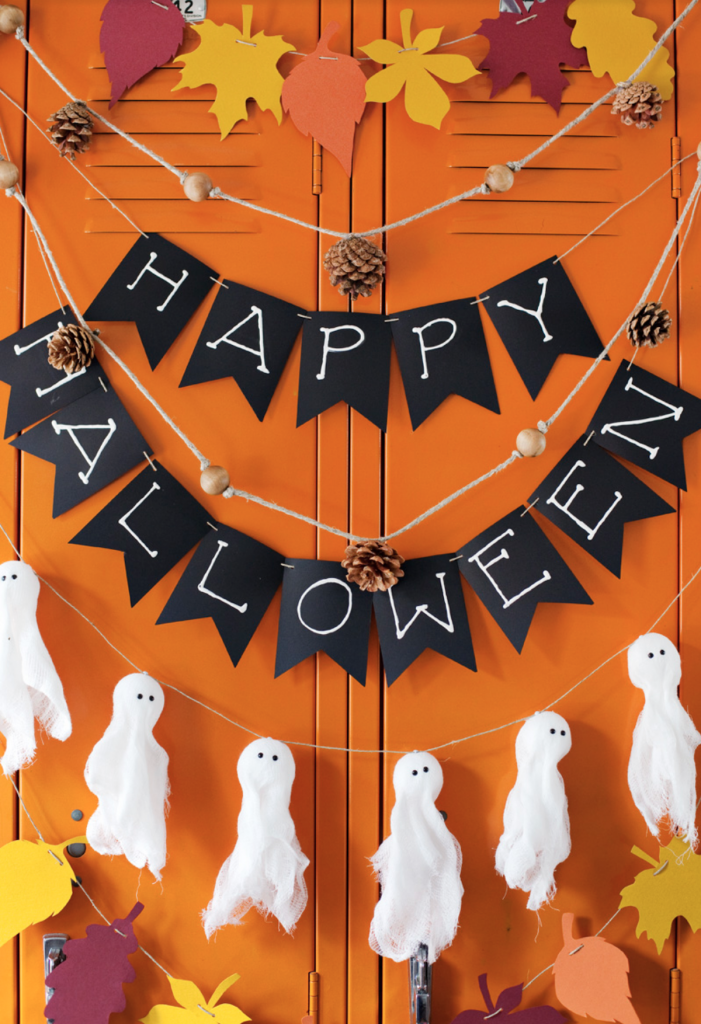 déco diy halloween facile guirlande fantôme feuilles automne - blog déco - clem around the corner