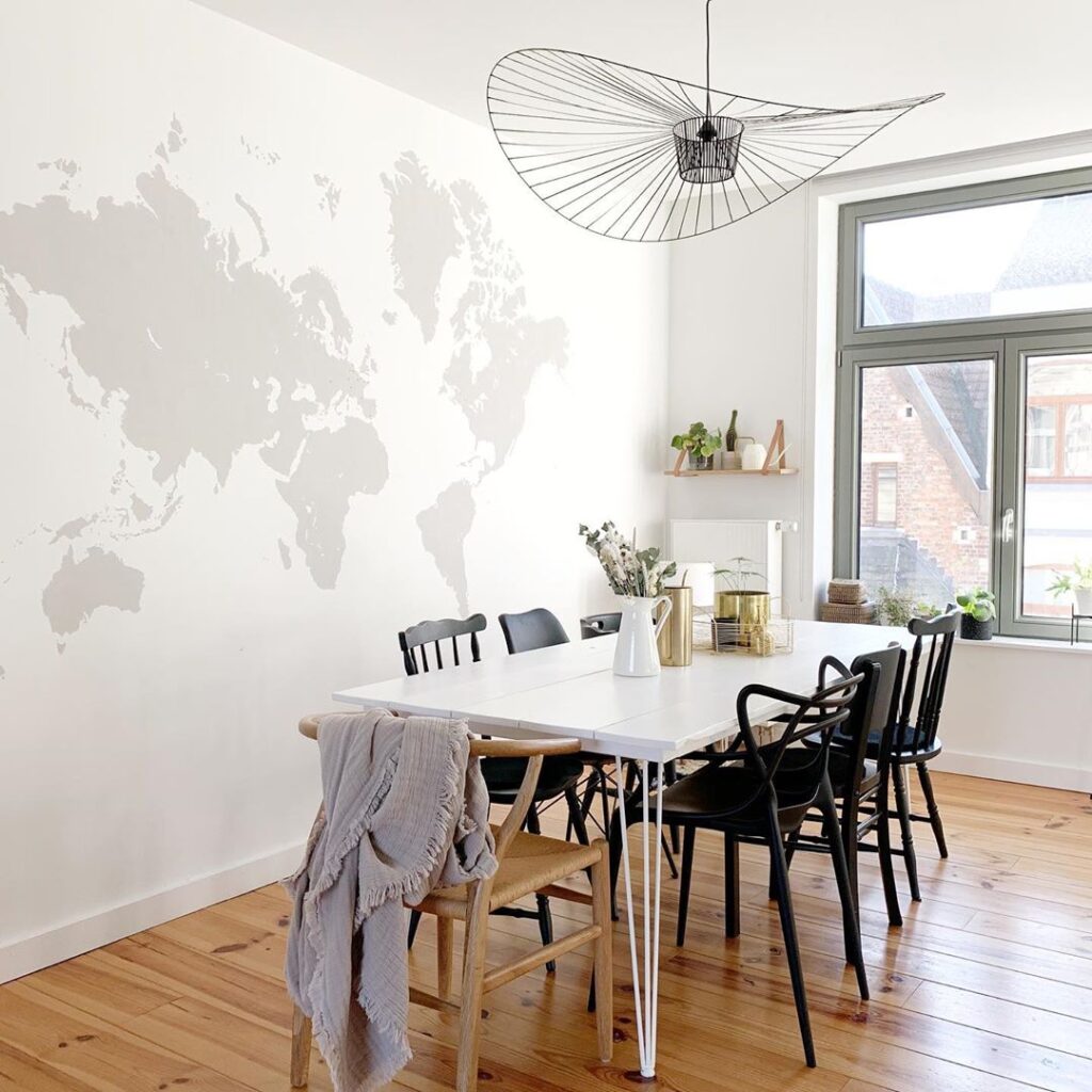 pierre papier ciseaux carte du monde décoration salon salle à manger - blog déco - clem around the corner