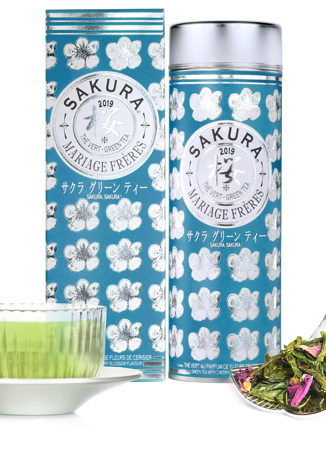 Mariage Frères thé vert packaging fleuri bleu blanc saveur fleurs de cerisier - blog déco - clem around the corner