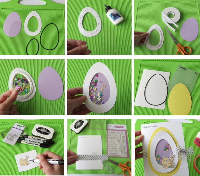 Pâques diy carte de voeux shaker tuto ruban perle papier carton - blog déco - clem around the corner