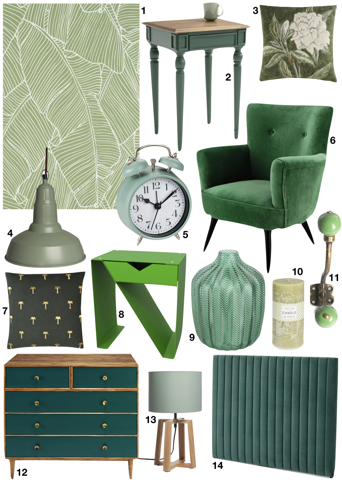 chambre rose et verte shopping liste vert - blog déco - clem around the corner