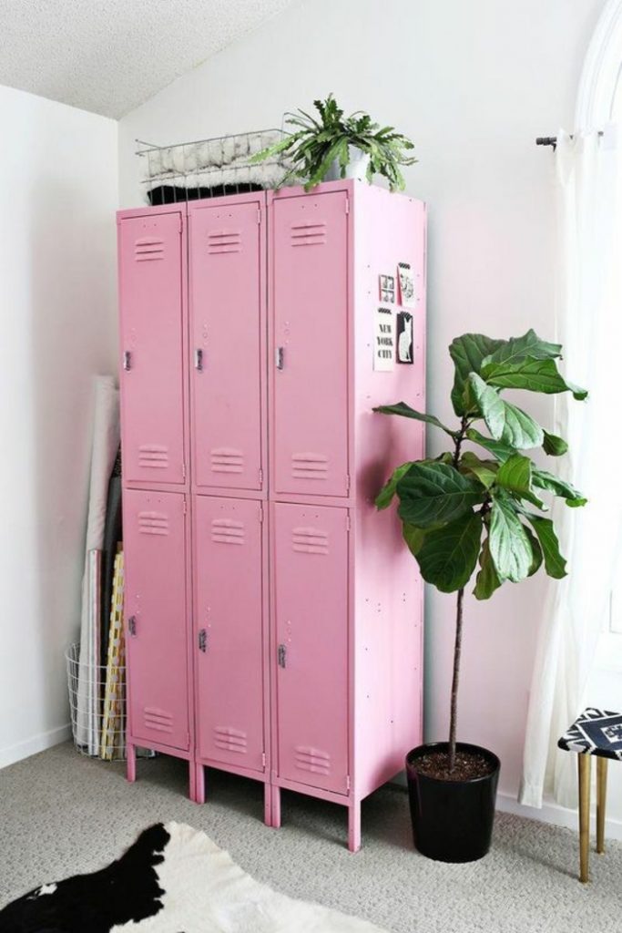 chambre rose et verte ado fille style industriel placard rose - blog déco - clem around the corner