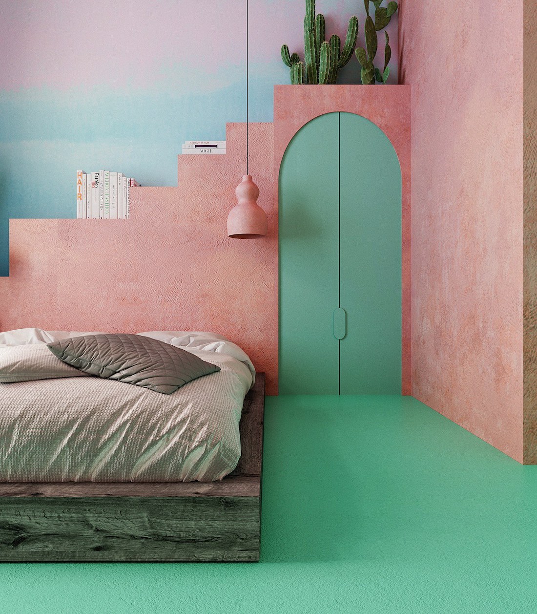 chambre rose et verte original pastel flashy - blog déco - clem around the corner