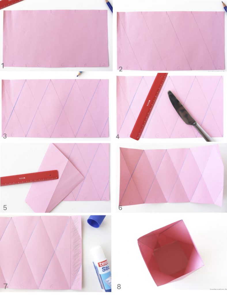 cache pot papier kraft origami rose diy vase facile pliage - blog déco - clem around the corner