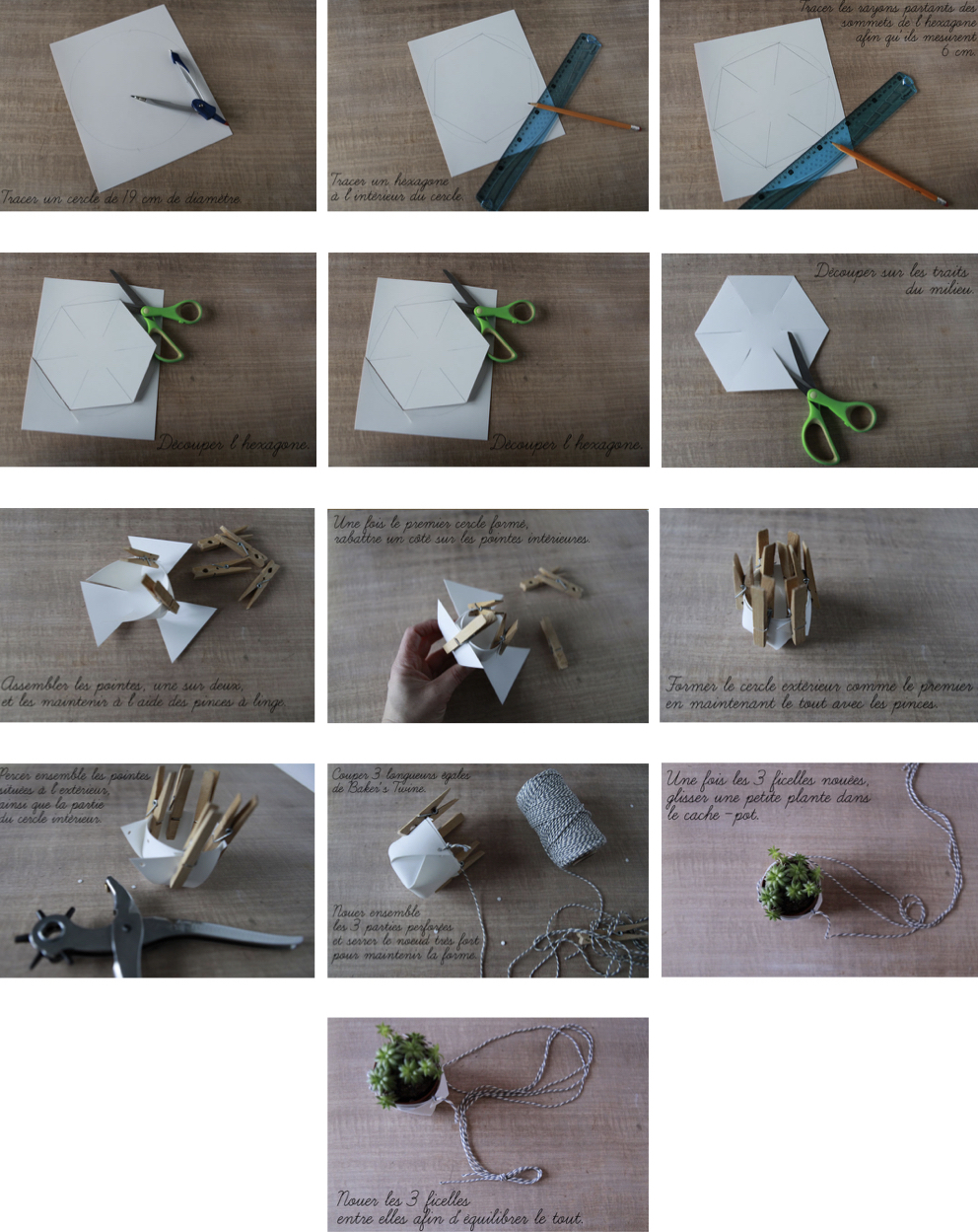 cache pot diy facile tuto origami suspension bricolage ficelle suspension - blog déco - clem around the corner
