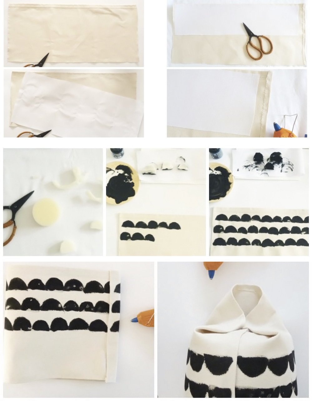 cache pot tuto style scandinave tissu blanc peinture noir - blog déco - clem around the corner