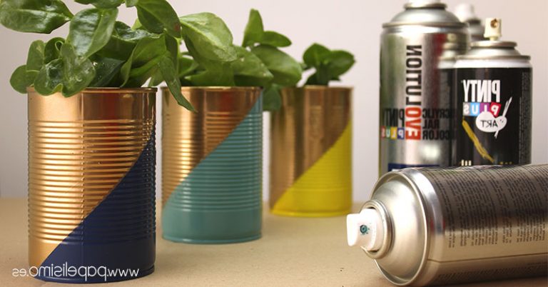cache pot diy conserve boite tuto bombe spray peinture plante forme géométrique - blog déco - clem around the corner