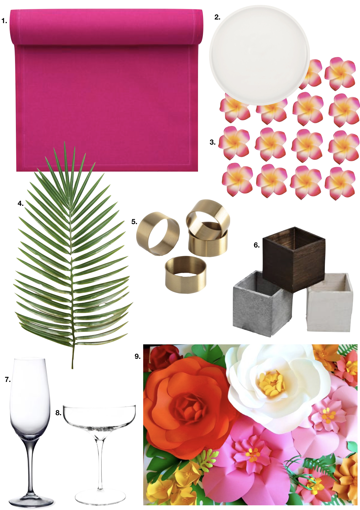 table style jungle feuille palmier set table rose verre vin rond serviette or - blog déco - clem around the corner