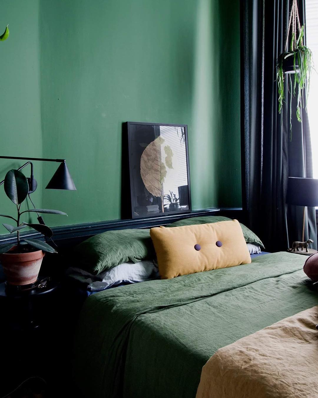 style éclectique définition chambre vert kaki lit - blog déco - clem around the corner