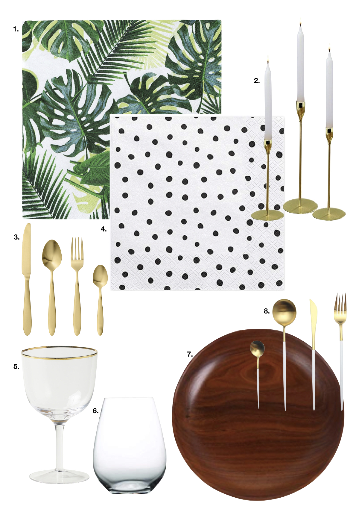 table style jungle sobre chic assiette bois couvert or serviette pois - blog déco - clem around the corner