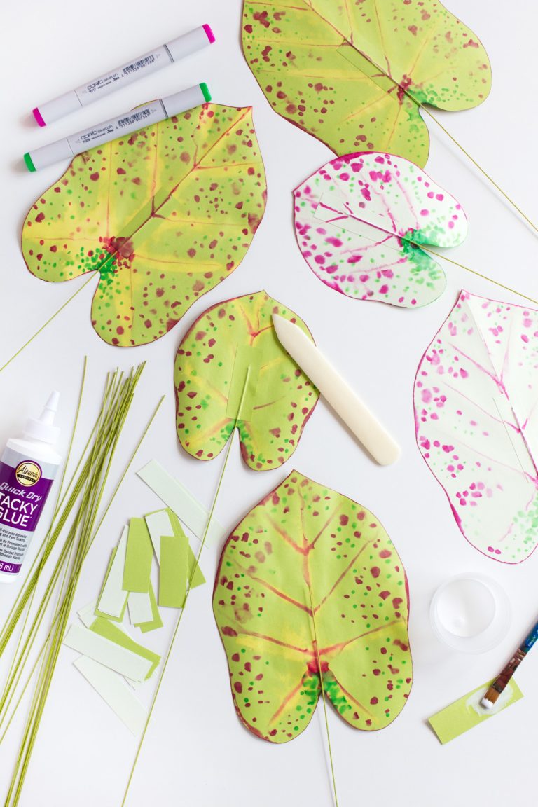 plante en papier diy feuilles couleurs finition tige - blog déco - clem around the corner