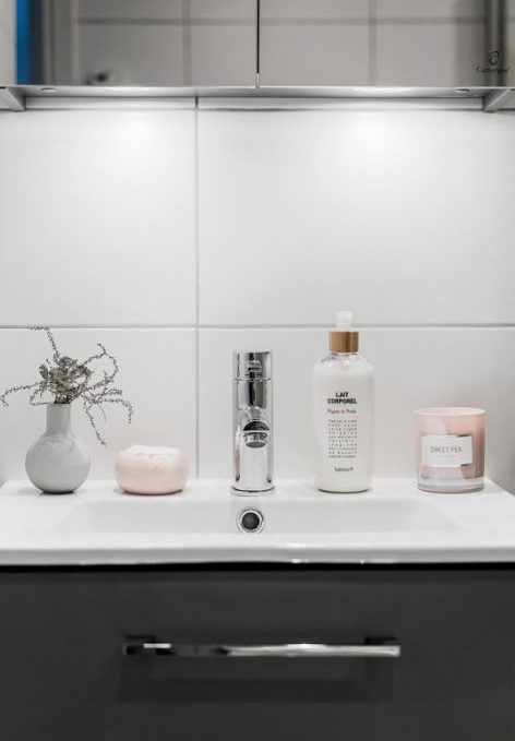 déco gris rose salle de bain lavabo béton - blog déco - clem around the corner