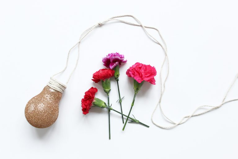 idée déco récup ampoule fleurs rouge - blog déco - clem around the corner