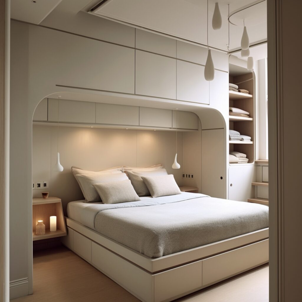 meuble sur-mesure tête de lit placard intégré