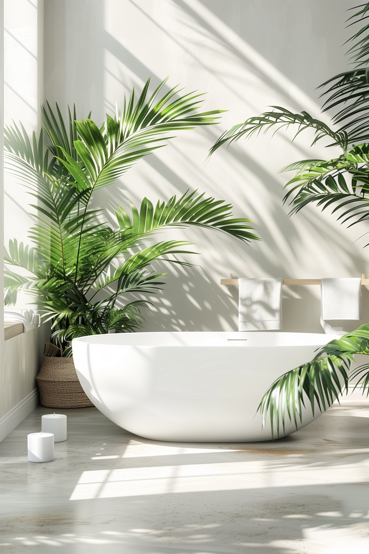 salle de bain ambiance zen blanche plantes vertes