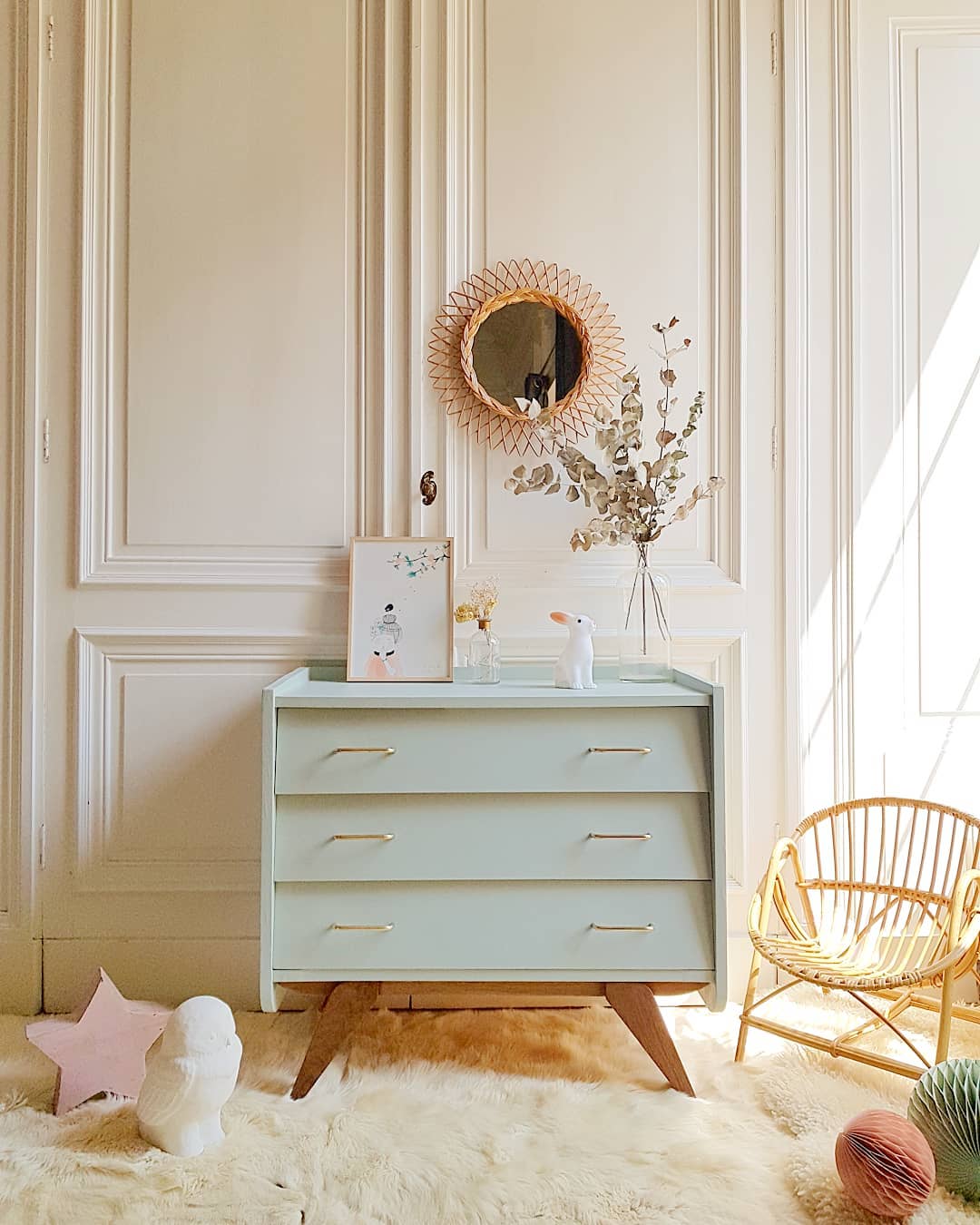 blog déco meuble customisé bleu vert pastel-chambre enfant vintage clemaroundthecorner