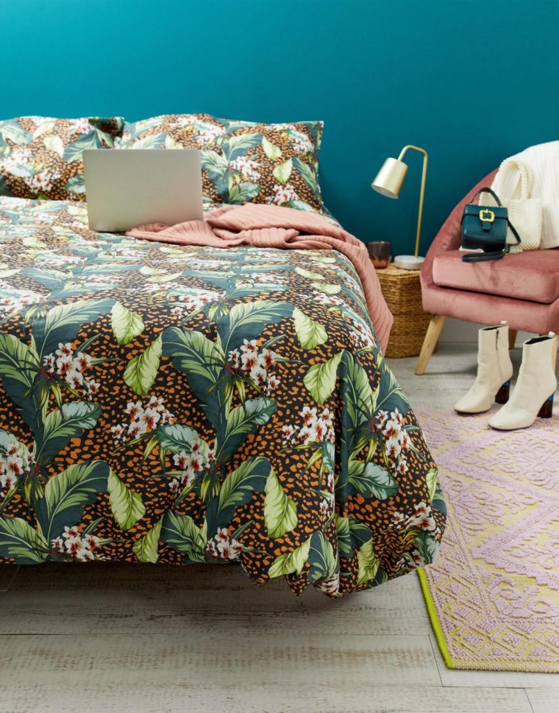 clemaroundthecorner linge de lit imprimé végétal vert déco Asos